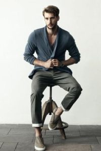 Cardigan+V-Neck+Chinos